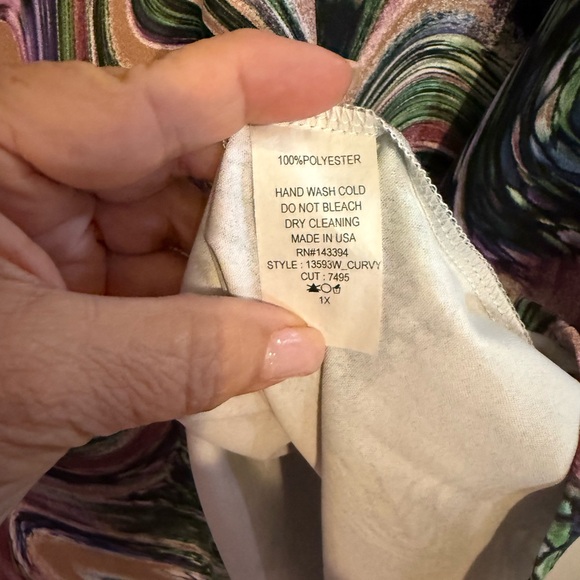 Cotton Bleu Multicolor Swirl Print Women's Top - Picture 3 of 5